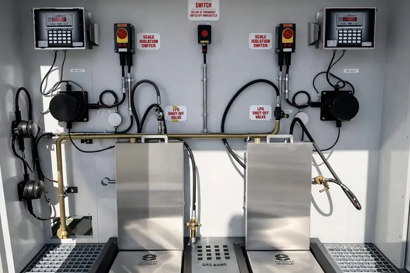 Gas Banq filling skid – inside view
